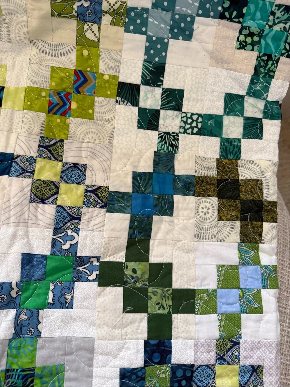 Handmade nautical Multi-Color Patchwork throw Quilt Fish Print Backing